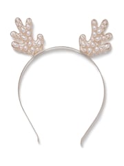 Aela Gold Tone Christmas Pearl Antler Headband - Image 1 of 2