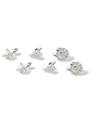 Aela Silver Tone Christmas Classy Present Stud Earrings 3 Pack - Image 2 of 3
