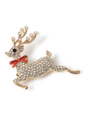Aela Gold Tone Christmas Rhinestone Reindeer Brooch - Image 2 of 3