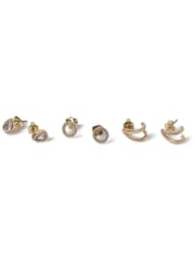Aela Gold Tone Diamond Simulant Earrings 3 Pack - Image 2 of 2