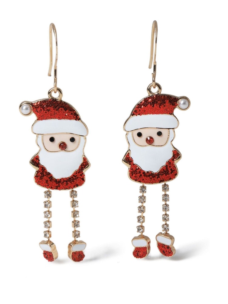 Aela Gold Tone Christmas Santa Stone Drop Earrings - Image 1 of 1