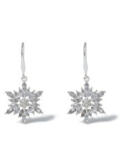 Aela Silver Tone Christmas Rhinestone Snowflake Drop Earrings - Image 2 of 4