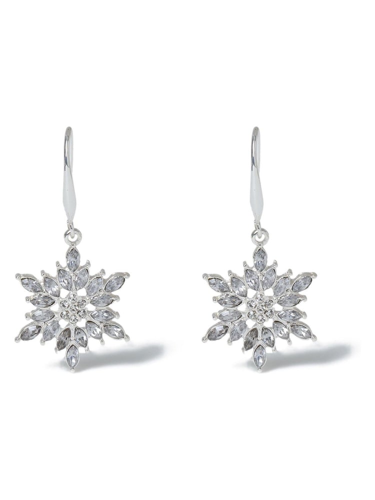 Aela Silver Tone Christmas Rhinestone Snowflake Drop Earrings - Image 2 of 4 Aela Silver Tone Christmas Rhinestone Snowflake Drop Earrings - Image 2 of 4