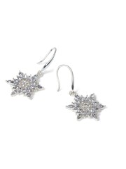 Aela Silver Tone Christmas Rhinestone Snowflake Drop Earrings - Image 3 of 4