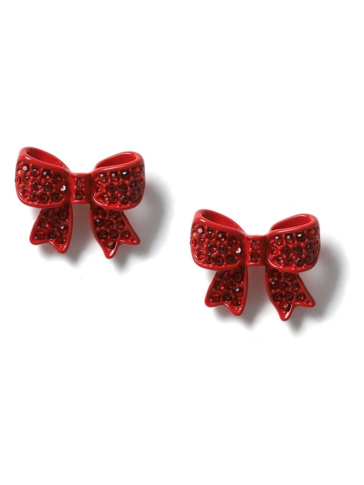 Aela Red Christmas Bow Stud Earrings - Image 1 of 3 Aela Red Christmas Bow Stud Earrings - Image 1 of 3
