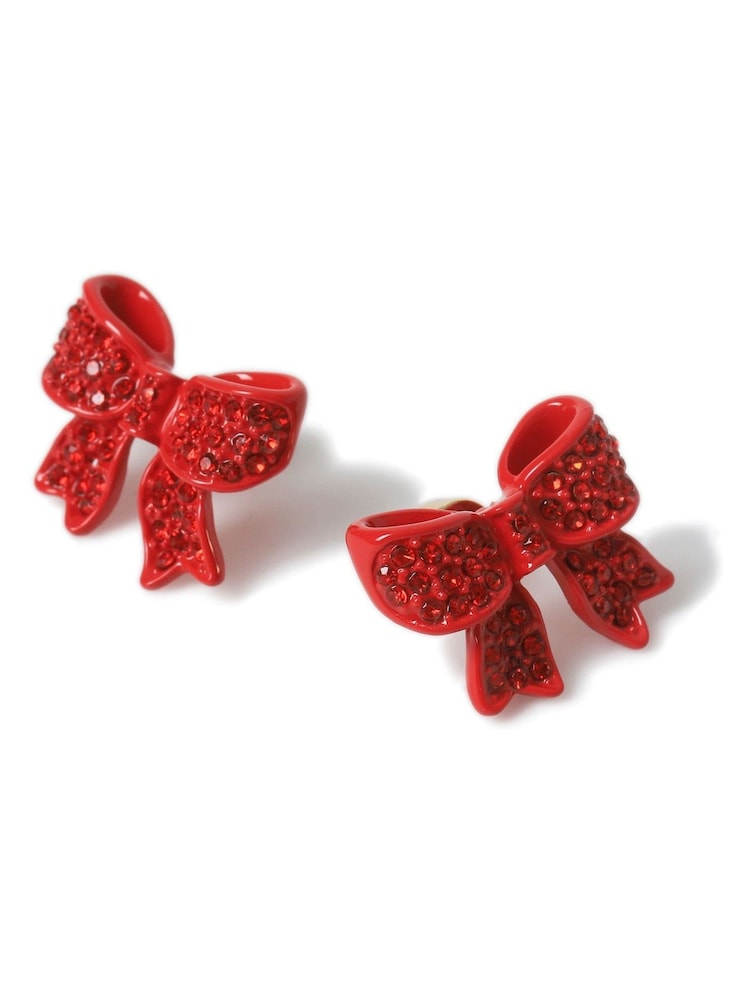 Aela Red Christmas Bow Stud Earrings - Image 2 of 3