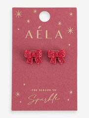 Aela Red Christmas Bow Stud Earrings - Image 3 of 3