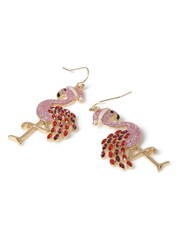 Aela Gold Tone Christmas Glitter Santa Hat Flamingo Drop Earrings - Image 2 of 3