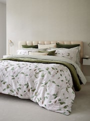 Christy Olive Green Magnolia 100% Cotton Percale Duvet Set - Image 1 of 5