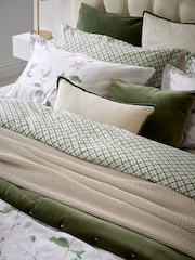 Christy Olive Green Magnolia 100% Cotton Percale Duvet Set - Image 2 of 5