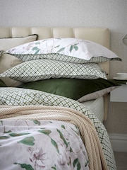 Christy Olive Green Magnolia 100% Cotton Percale Duvet Set - Image 4 of 5