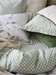 Christy Olive Green Magnolia 100% Cotton Percale Duvet Set - Image 5 of 5