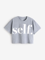 Self. Grey 100% Cotton Crop Boxy T-Shirt - Image 6 of 6
