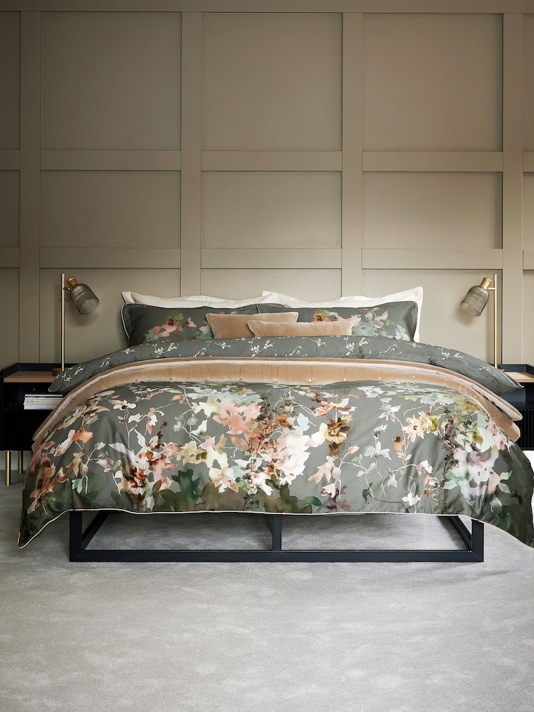 Christy Dark Forest Botanical 100% Cotton Percale Duvet Set - Image 1 of 4 Christy Dark Forest Botanical 100% Cotton Percale Duvet Set - Image 1 of 4