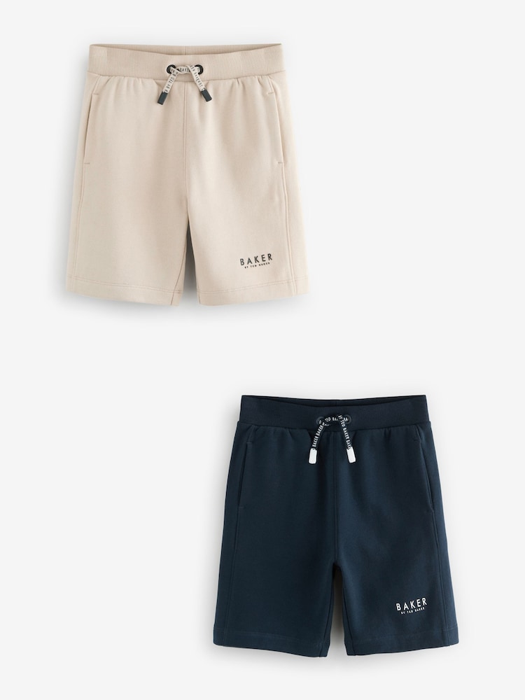 Baker by Ted Baker Ecru/Navy 100% Cotton Shorts 2 Pack - Image 1 of 6 Baker by Ted Baker Ecru/Navy 100% Cotton Shorts 2 Pack - Image 1 of 6