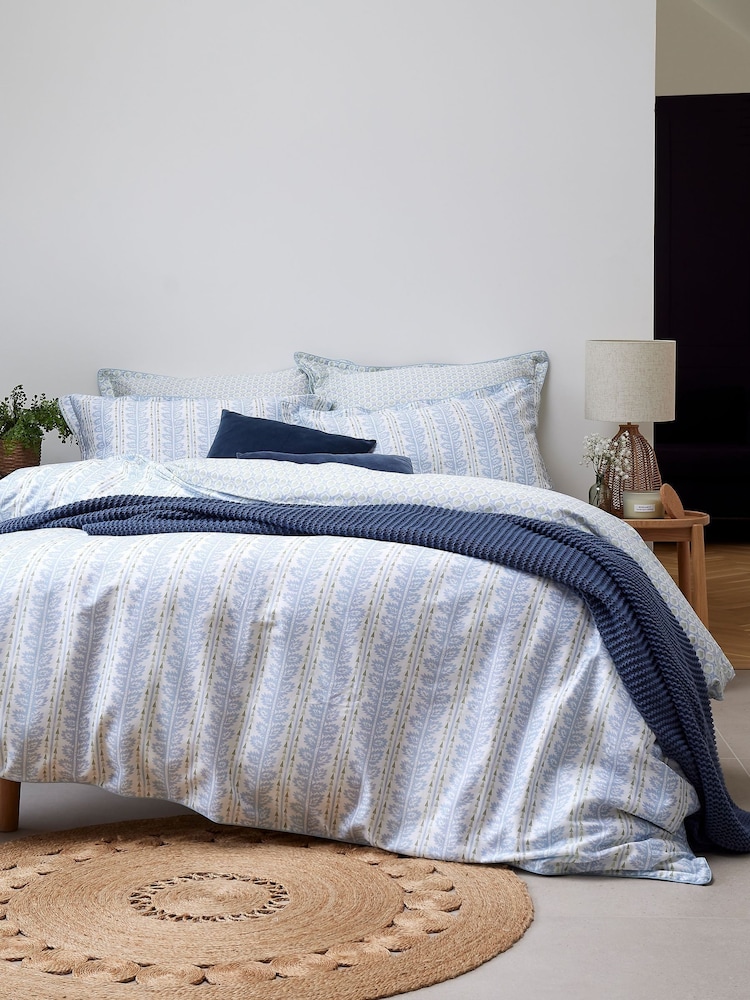 Christy Powder Blue Folia 100% Cotton Percale Duvet Set - Image 2 of 4 Christy Powder Blue Folia 100% Cotton Percale Duvet Set - Image 2 of 4