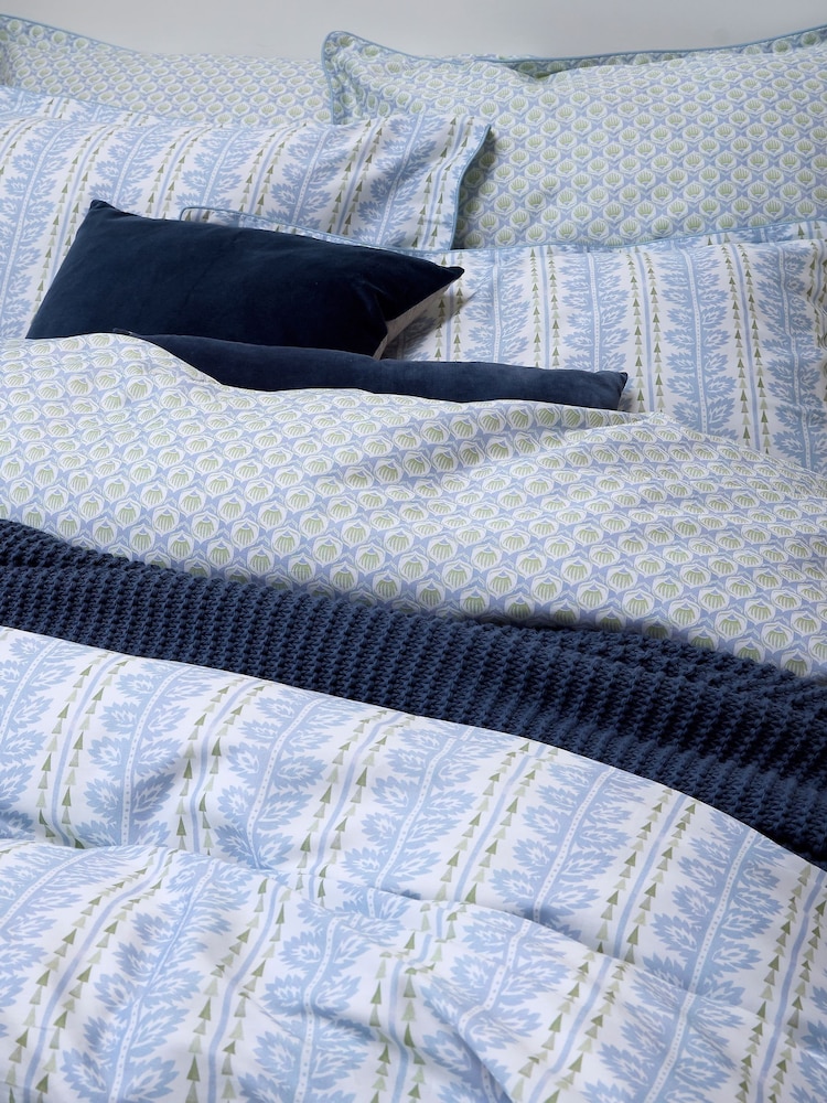 Christy Powder Blue Folia 100% Cotton Percale Duvet Set - Image 3 of 4
