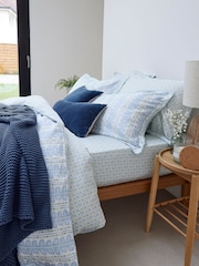 Christy Powder Blue Folia 100% Cotton Percale Duvet Set - Image 4 of 4