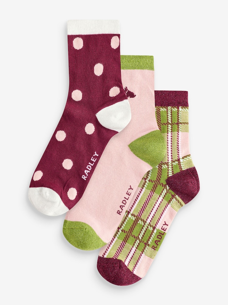 Radley London Green Check Socs Set 3 Pack - Imagen 1 de 4