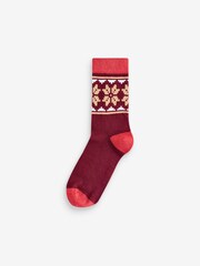 Radley London Red Festive Christmas Fairisle Pattern Socks 3 Pack - Image 3 of 4