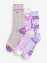 Radley London Purple Floral Socks Set 3 Pack - Image 1 of 4
