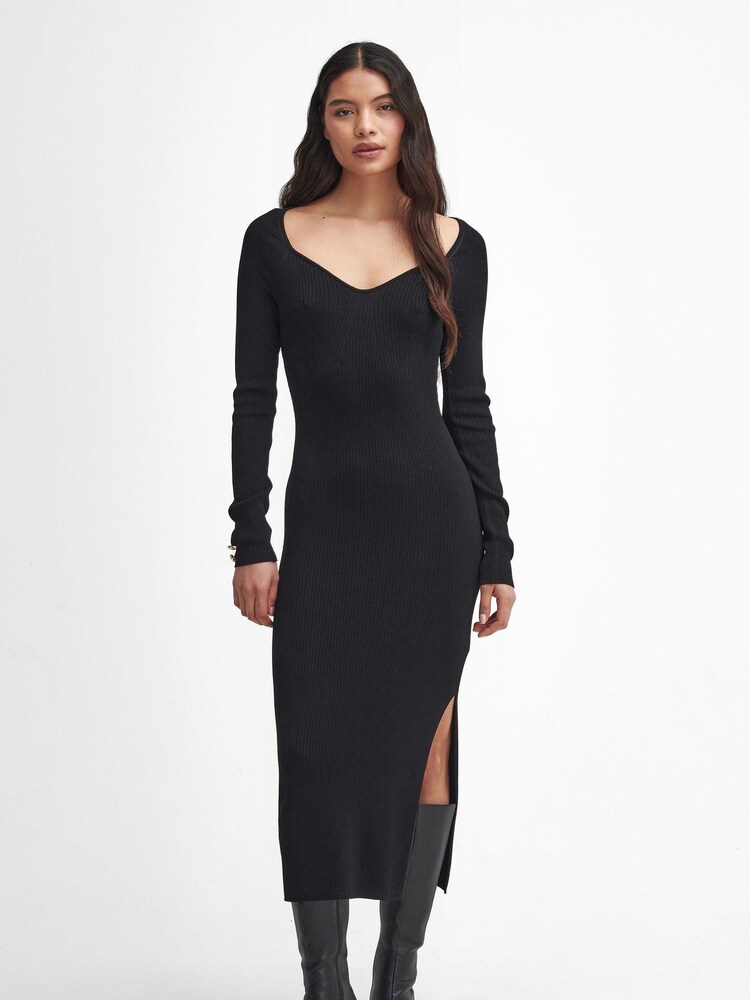 Barbour® International Roberta Knitted Midi Black Dress - Image 1 of 7