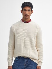 Barbour® White Casey Cable Crew Neck Sweater - Image 1 of 5