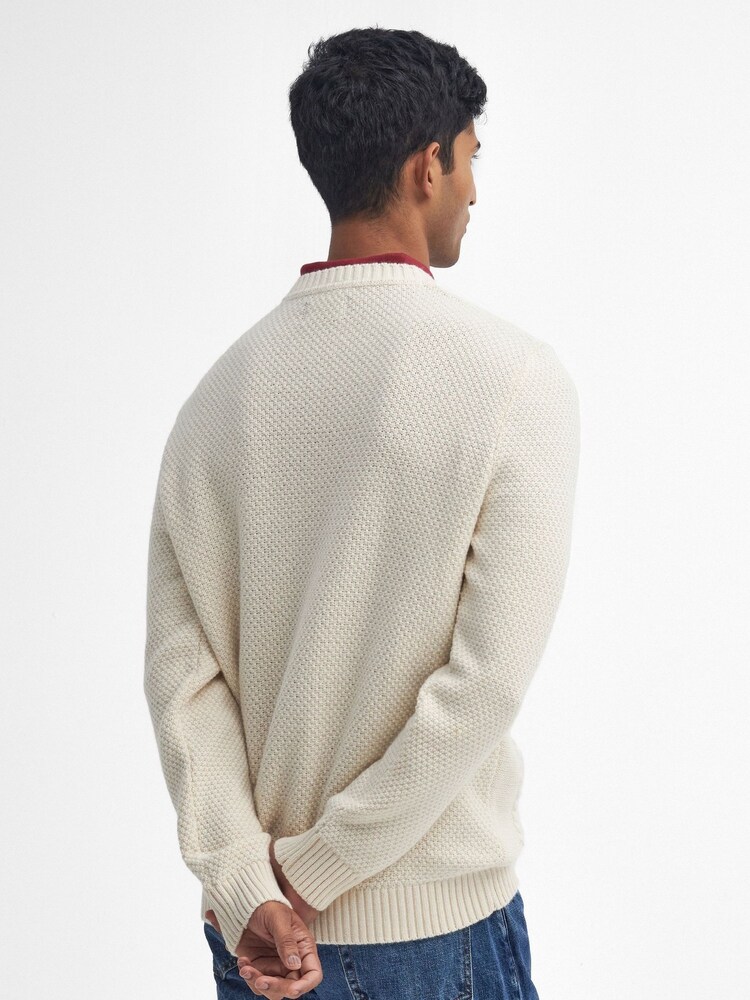 Barbour® White Casey Cable Crew Neck Sweater - Image 2 of 5