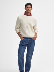 Barbour® White Casey Cable Crew Neck Sweater - Image 3 of 5