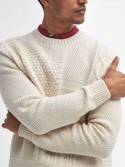 Barbour® White Casey Cable Crew Neck Sweater - Image 4 of 5