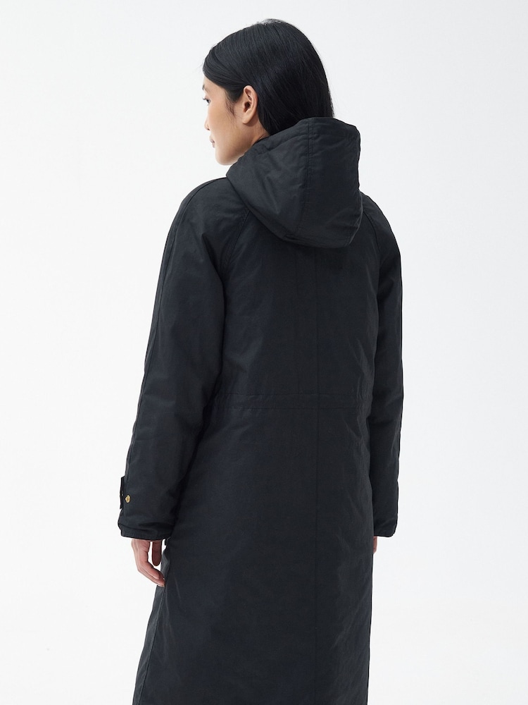 Barbour® Black 100% Cotton Long Cannich Wax Coat - Image 2 of 7