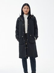 Barbour® Black 100% Cotton Long Cannich Wax Coat - Image 3 of 7