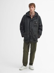 Barbour® Black 100% Cotton Field Wax Parka - Image 3 of 7