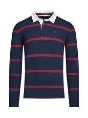 Raging Bull Blue Knitted Rugby Top - Image 4 of 5
