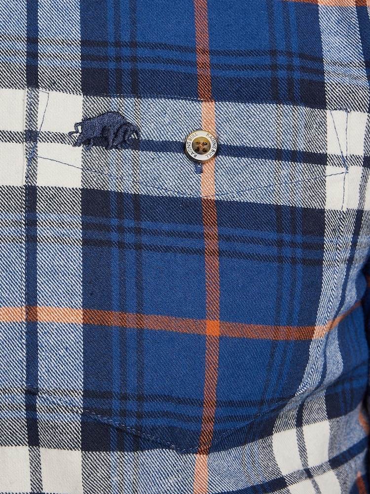 Raging Bull Large Blue Long Sleeve Plaid Brushed 100% Cotton Shirt - Image 7 of 7