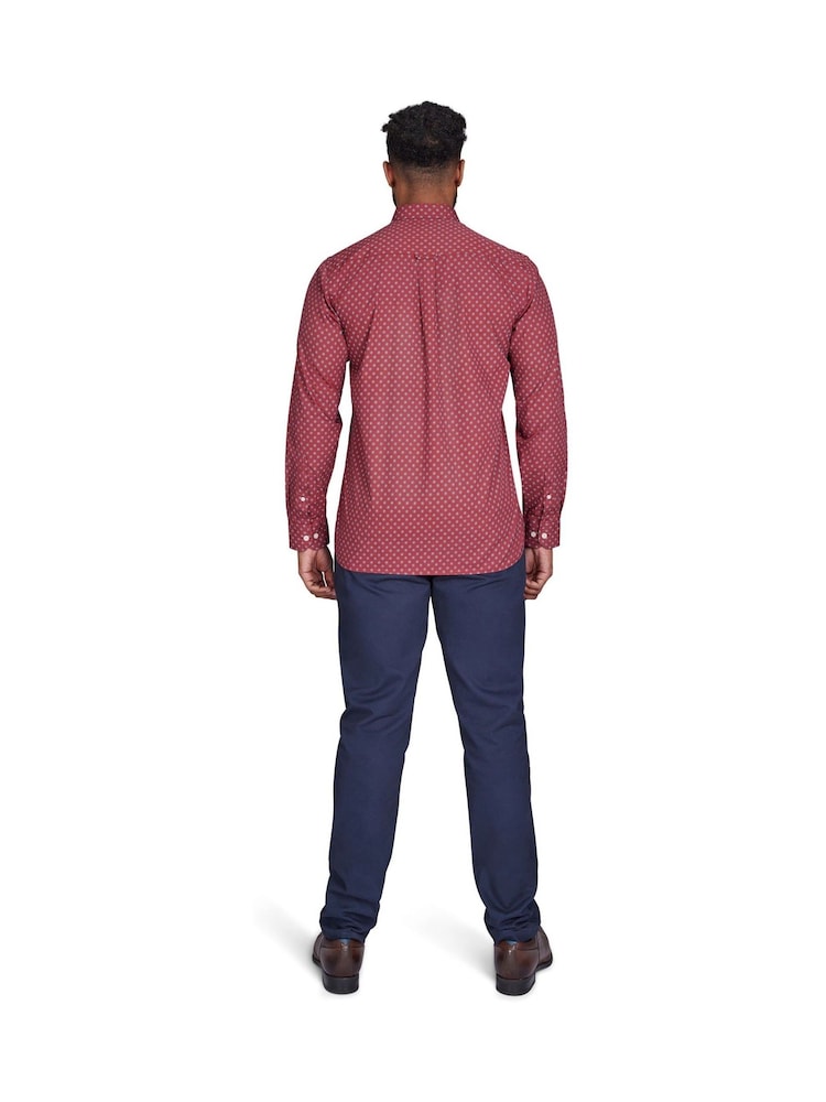 Raging Bull Red Long Sleeve Daisy Print 100% Cotton Shirt - Image 2 of 7