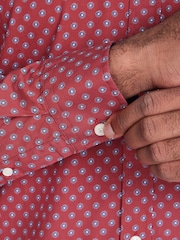 Raging Bull Red Long Sleeve Daisy Print 100% Cotton Shirt - Image 4 of 7