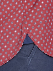 Raging Bull Red Long Sleeve Daisy Print 100% Cotton Shirt - Image 5 of 7