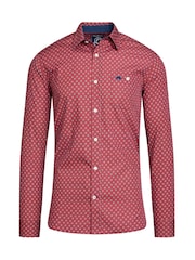 Raging Bull Red Long Sleeve Daisy Print 100% Cotton Shirt - Image 6 of 7