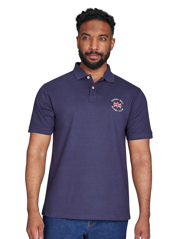Raging Bull Blue Rugby Club Jersey 100% Cotton Polo Shirt - Image 1 of 7 Raging Bull Blue Rugby Club Jersey 100% Cotton Polo Shirt - Image 1 of 7