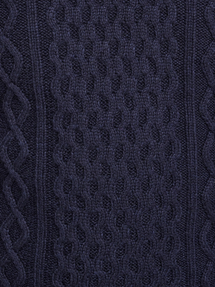 Raging Bull Blue Chunky Cable Crew Neck Jumper - Image 4 of 4