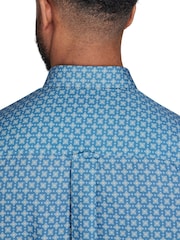 Raging Bull Blue Long Sleeve 100% Cotton Diamond Pattern Shirt - Image 3 of 7