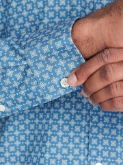 Raging Bull Blue Long Sleeve 100% Cotton Diamond Pattern Shirt - Image 5 of 7