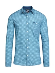 Raging Bull Blue Long Sleeve 100% Cotton Diamond Pattern Shirt - Image 6 of 7