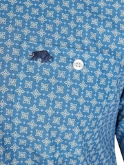 Raging Bull Blue Long Sleeve 100% Cotton Diamond Pattern Shirt - Image 7 of 7