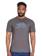 Raging Bull Grey Union Jack Bull 100% Cotton T-Shirt - Image 1 of 5