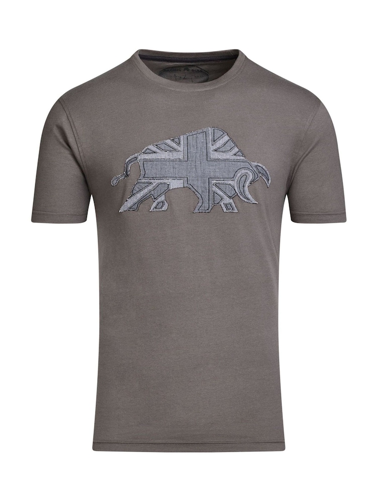 Raging Bull Grey Union Jack Bull 100% Cotton T-Shirt - Image 5 of 5