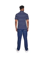 Raging Bull Blue Triple Stripe Pique 100% Cotton Polo Shirt - Image 2 of 5