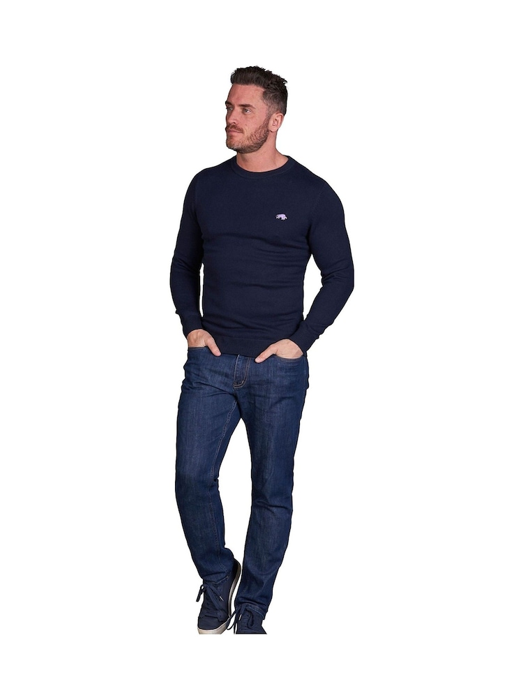 Raging Bull Blue Classic Crew Neck Knit Jumper - Image 1 of 5