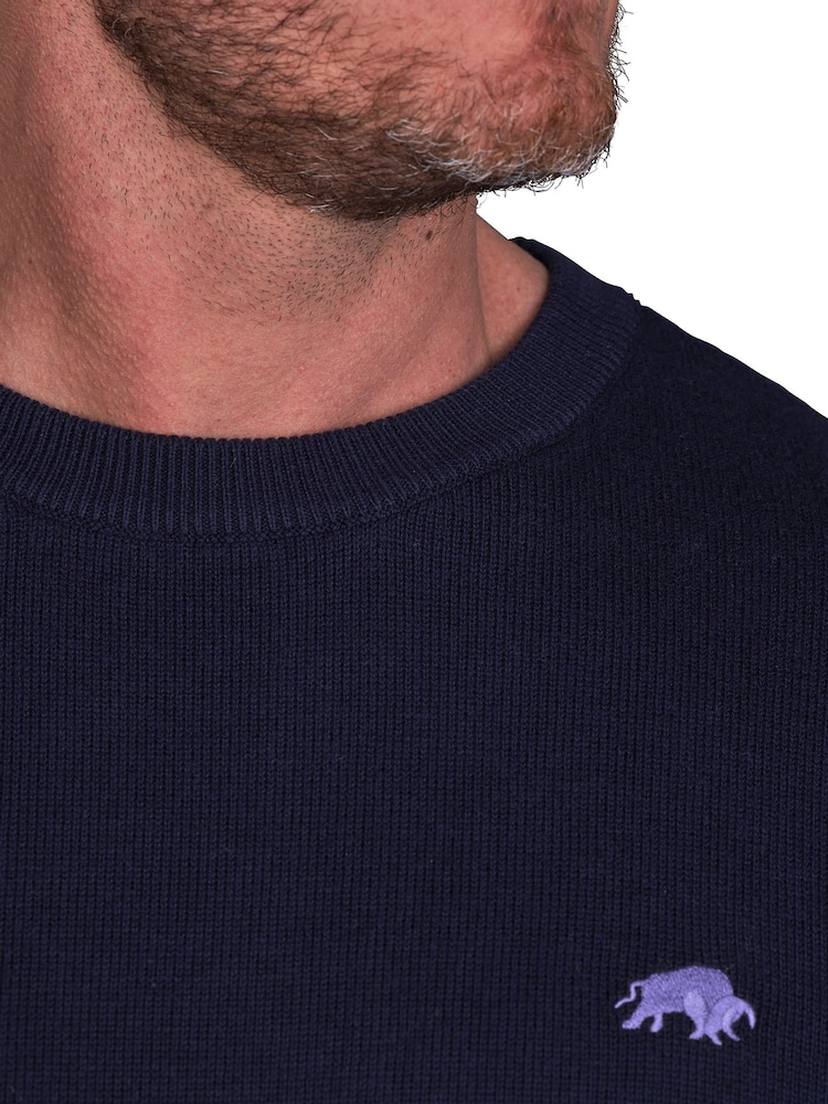 Raging Bull Blue Classic Crew Neck Knit Jumper - Image 3 of 5